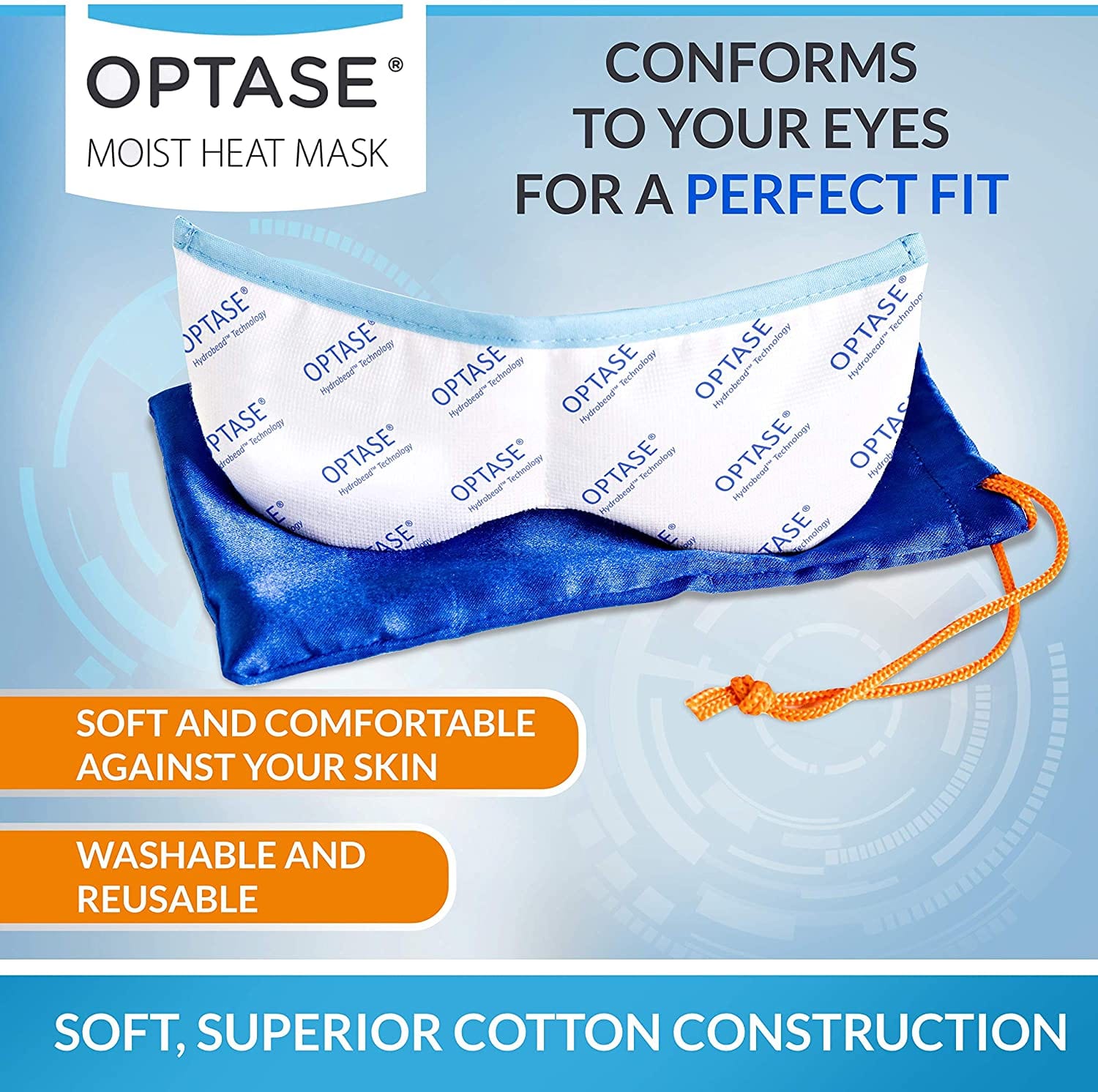 OPTASE Moist Heat Eye Mask - Premium Dry Eye Relief Compress with HydroBeads