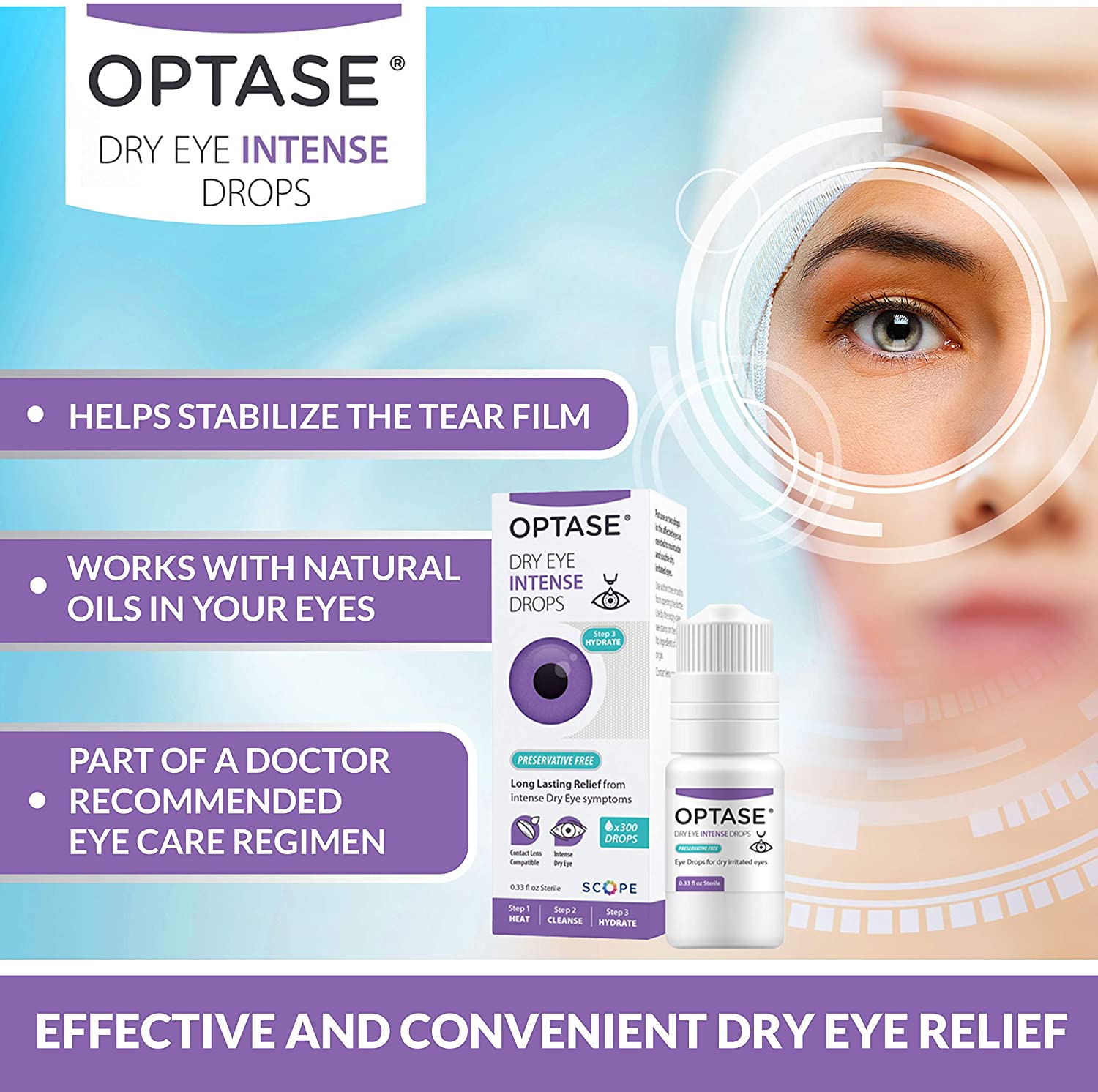Optase Dry Eye Intense Eye Drops - Preservative Free - 0.33 fl oz - 300 dose Bottle